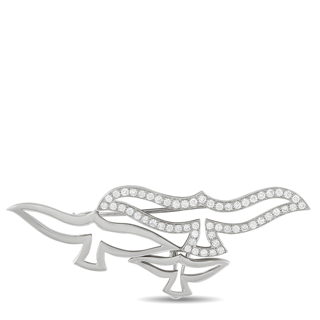 CARTIER 18K White Gold 1.12ct Diamond Dove Brooch