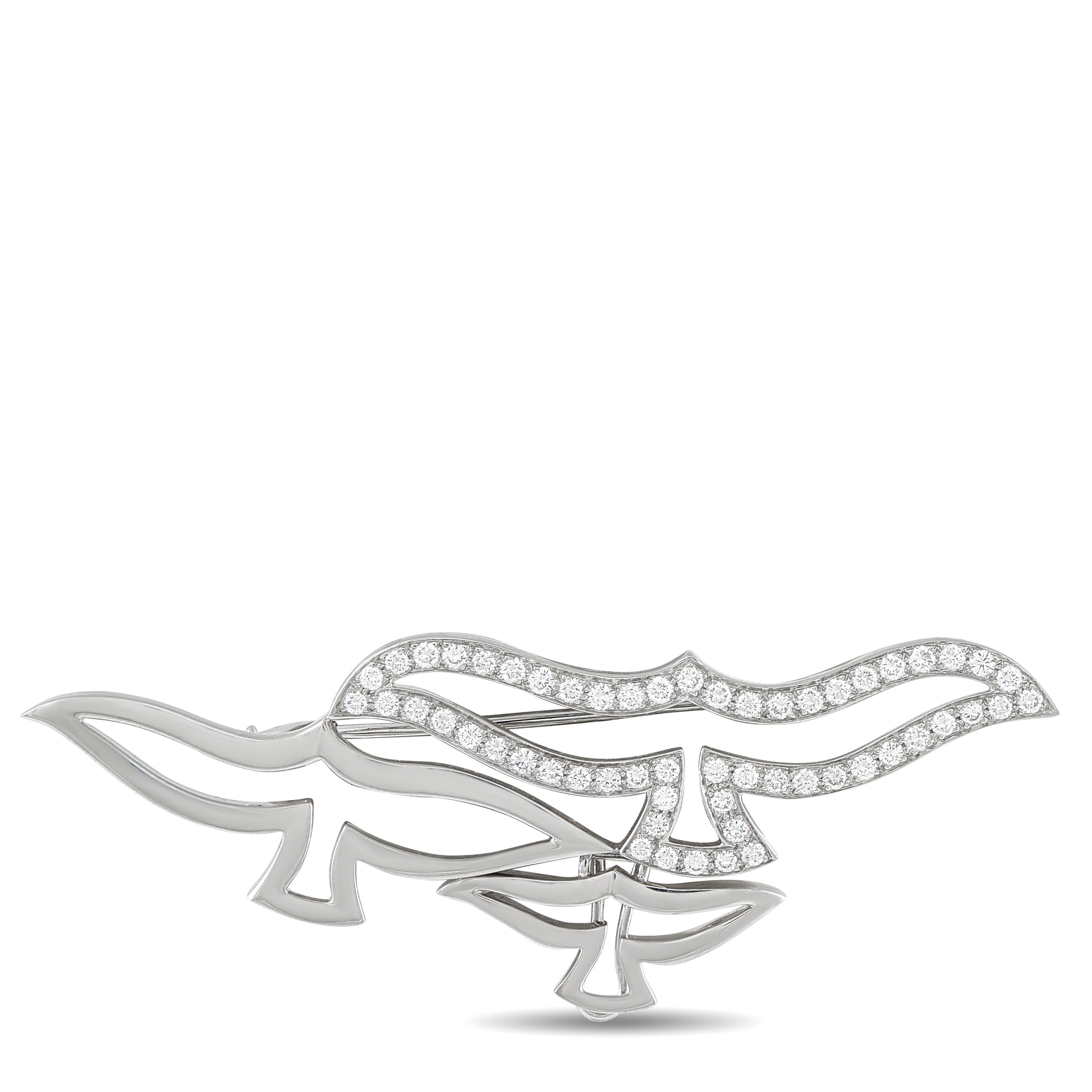 CARTIER 18K White Gold 1.12ct Diamond Dove Brooch