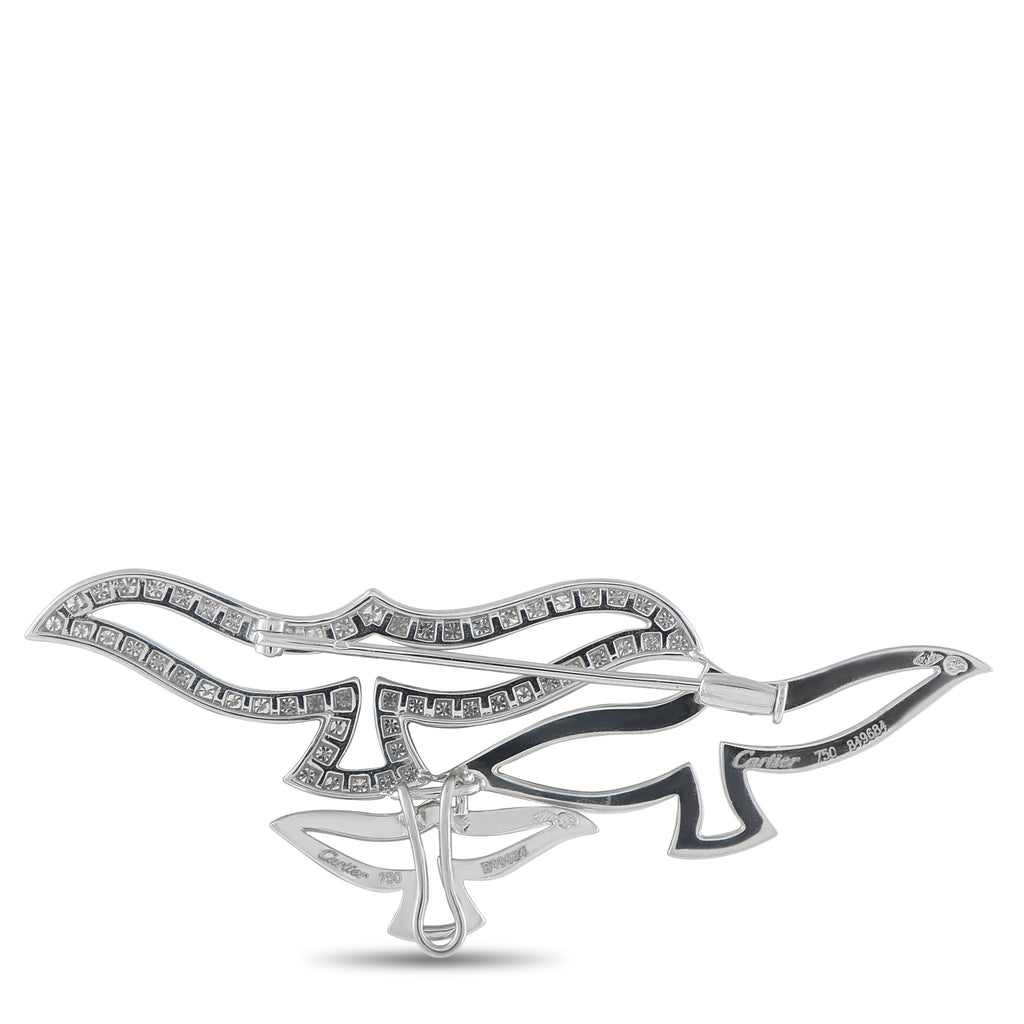 Cartier 18K White Gold 1.12ct Diamond Dove Brooch