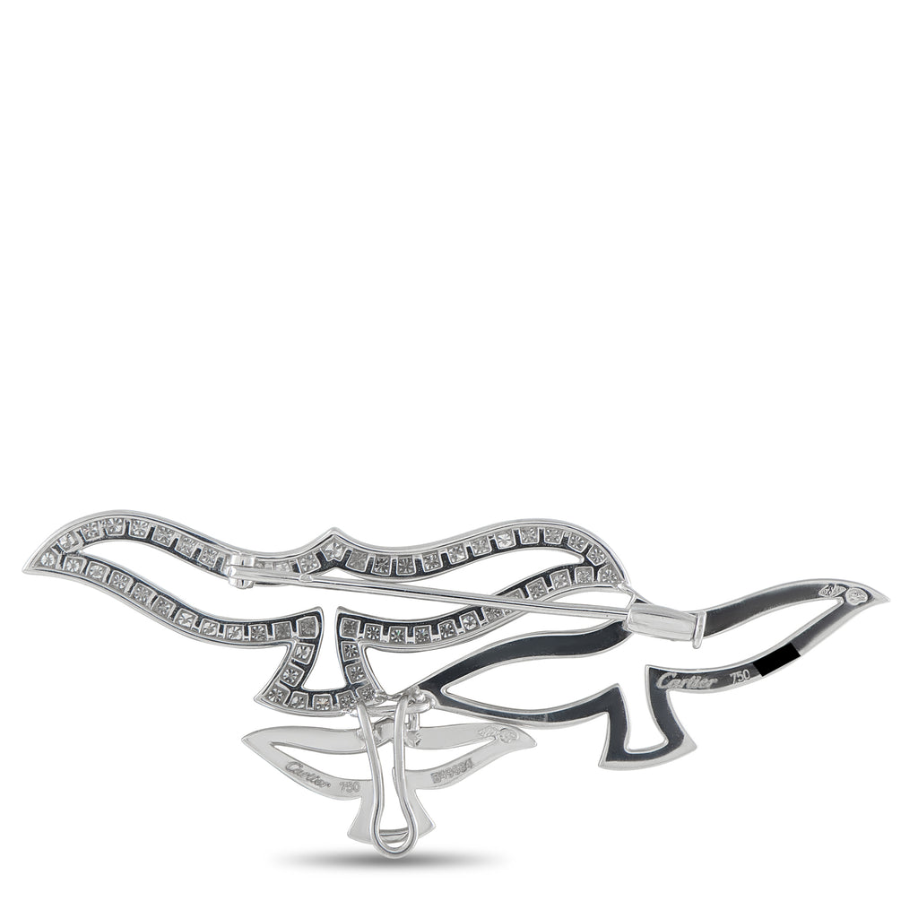 Cartier 18K White Gold 1.12ct Diamond Dove Brooch