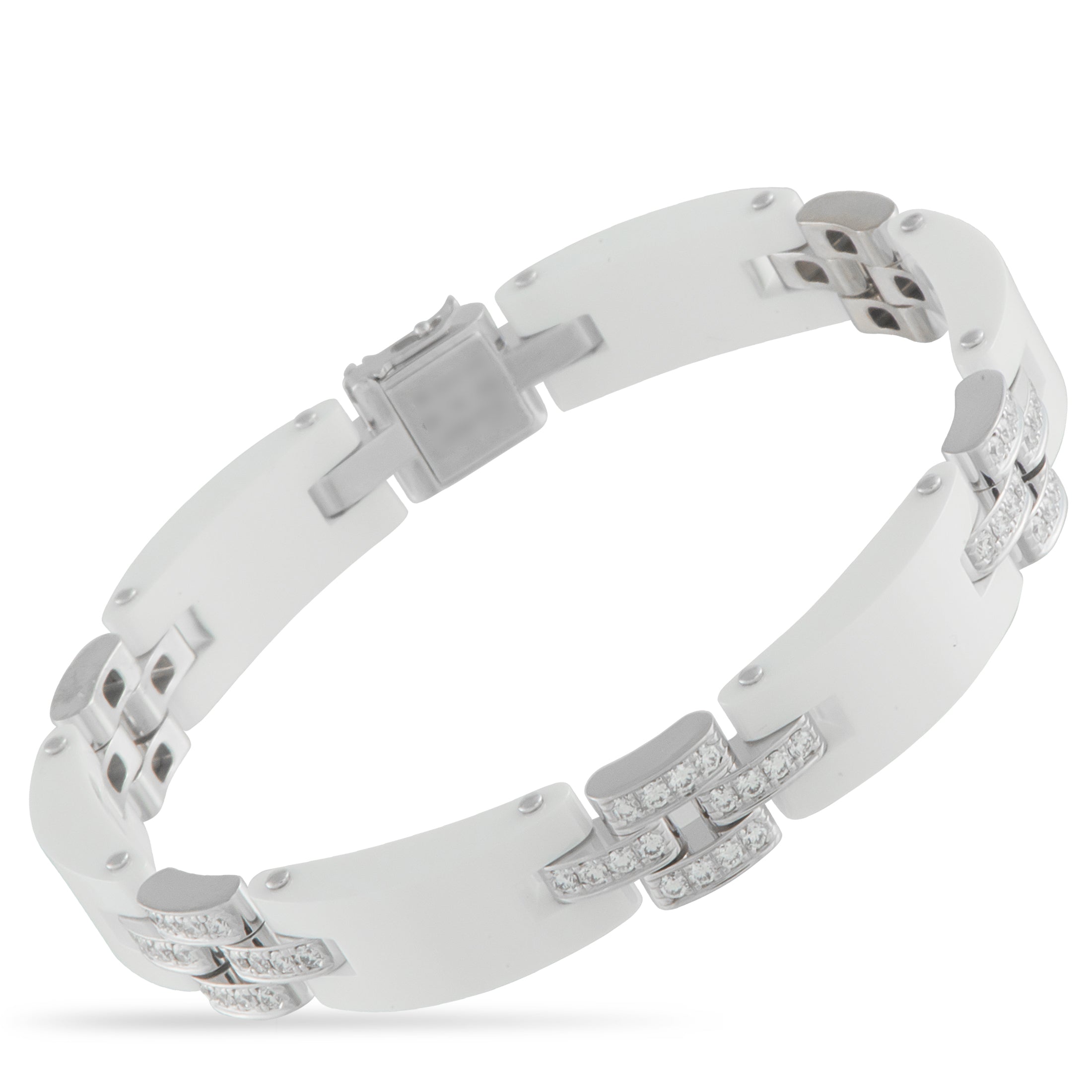 Cartier Maillon Panthere 18K White Gold Diamond and Ceramic Bracelet