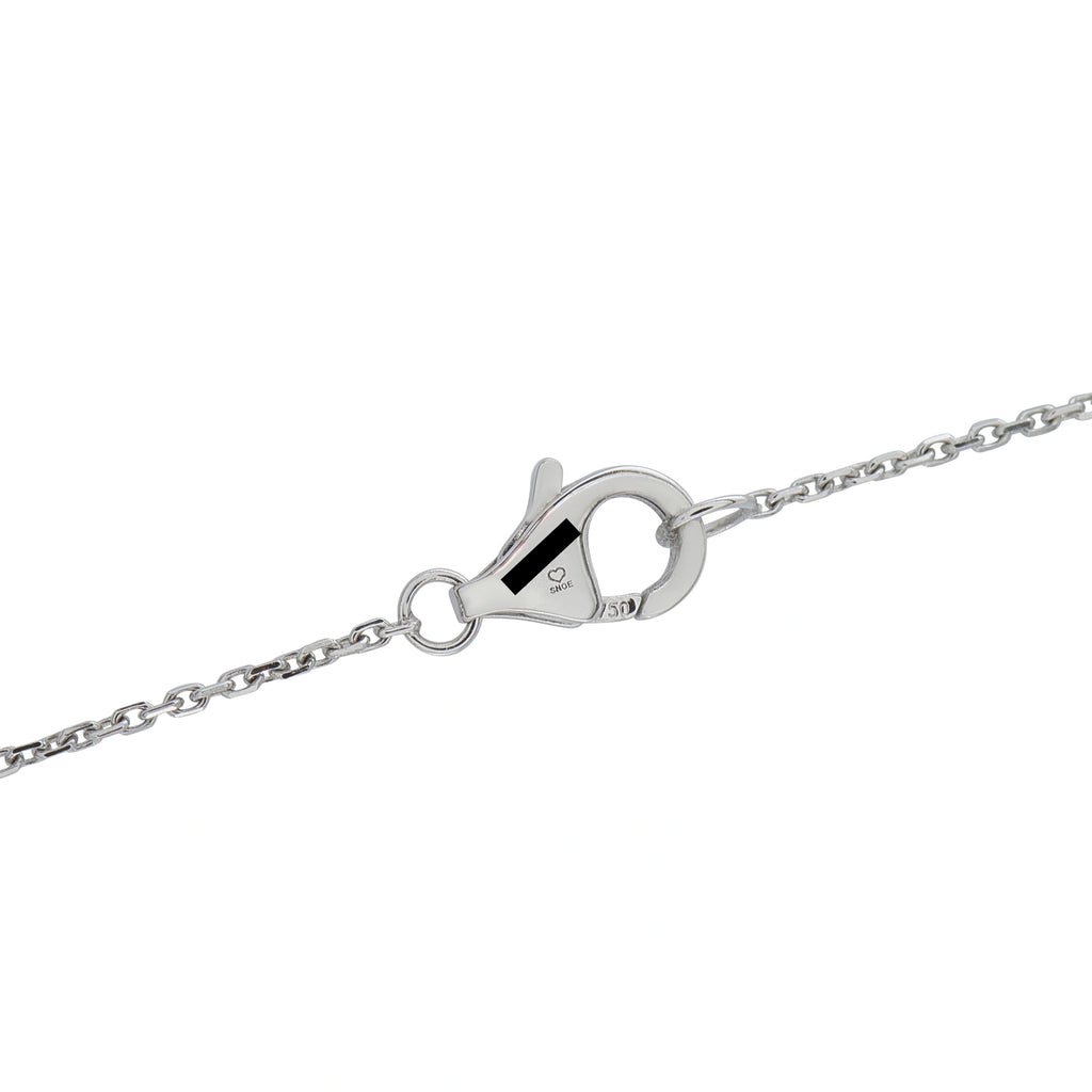 White gold necklace clasp with ring loop and chain links