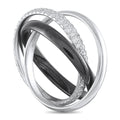 Cartier Trinity 18K white gold ring with diamond and black ceramic bands