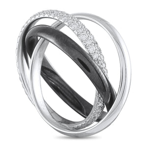 Cartier Trinity 18K White Gold 0.46ct Diamond and Ceramic Ring