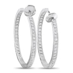 CARTIER 18K White Gold 1.50ct Diamond Hoop Earrings