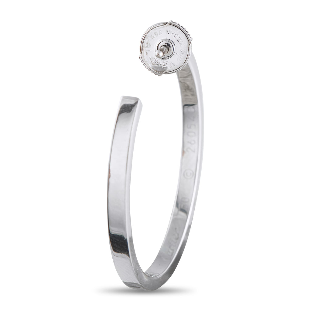 Cartier 18K White Gold 1.50ct Diamond Hoop Earrings