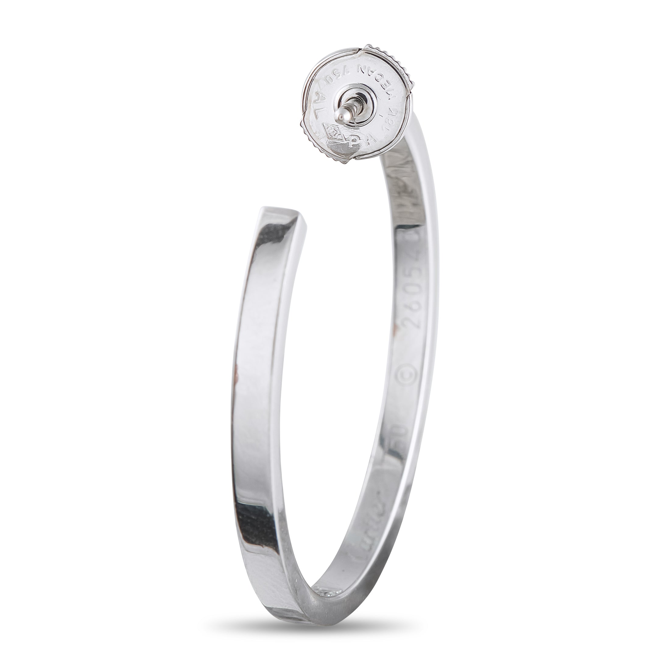 Cartier 18K White Gold 1.50ct Diamond Hoop Earrings
