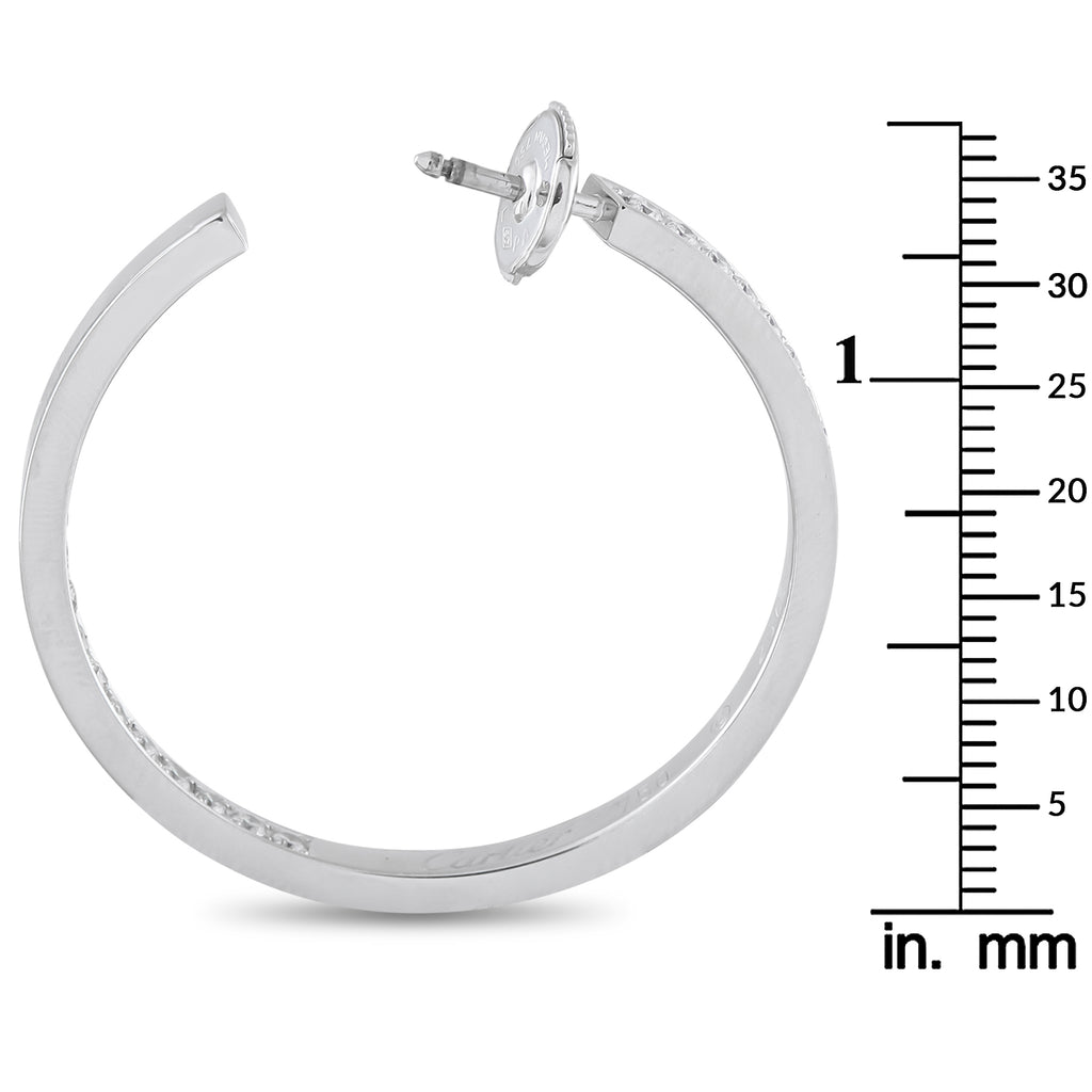Cartier 18K White Gold 1.50ct Diamond Hoop Earrings