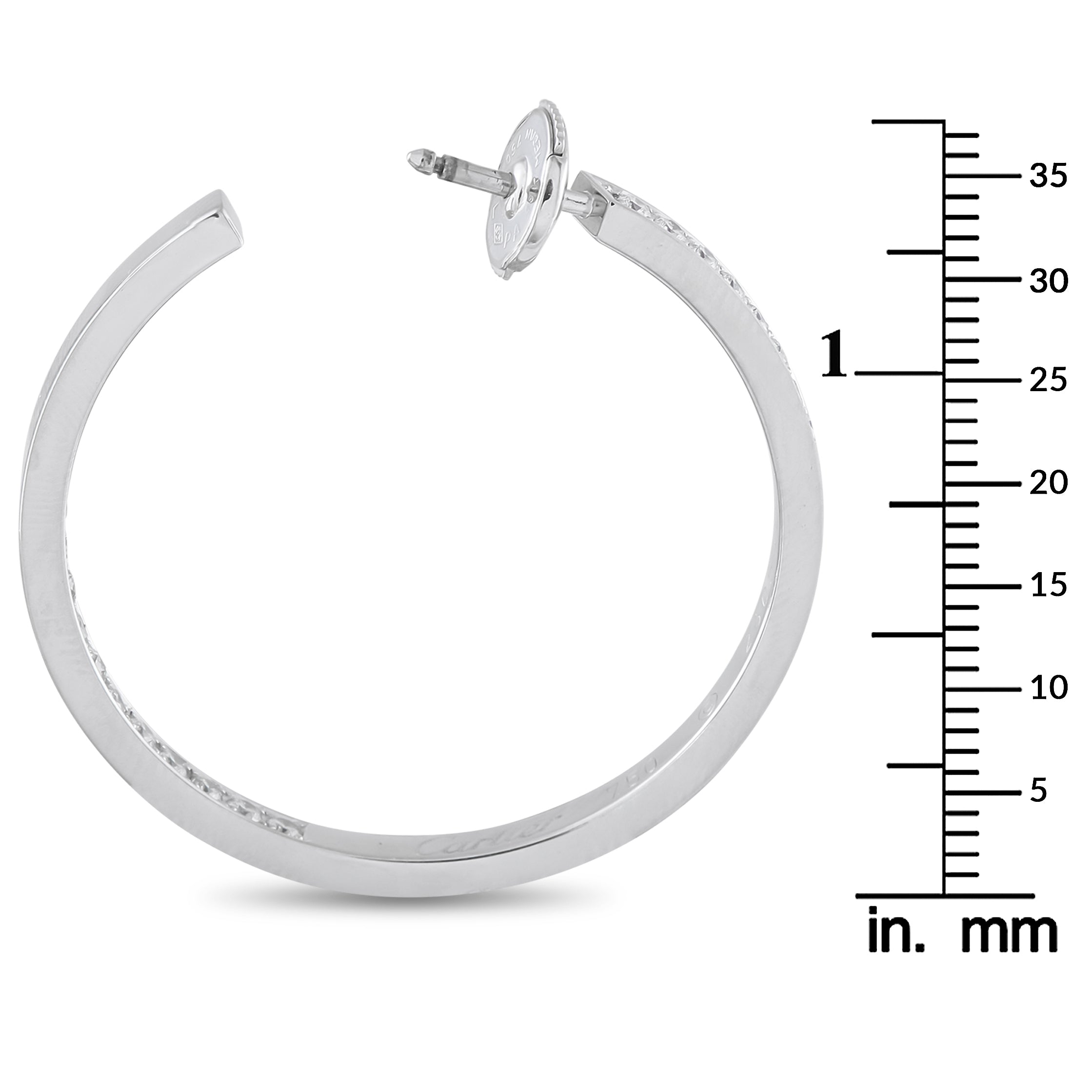 Cartier 18K White Gold 1.50ct Diamond Hoop Earrings