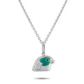 Cartier eagle head 18K white gold pendant necklace with diamond, emerald, and turquoise
