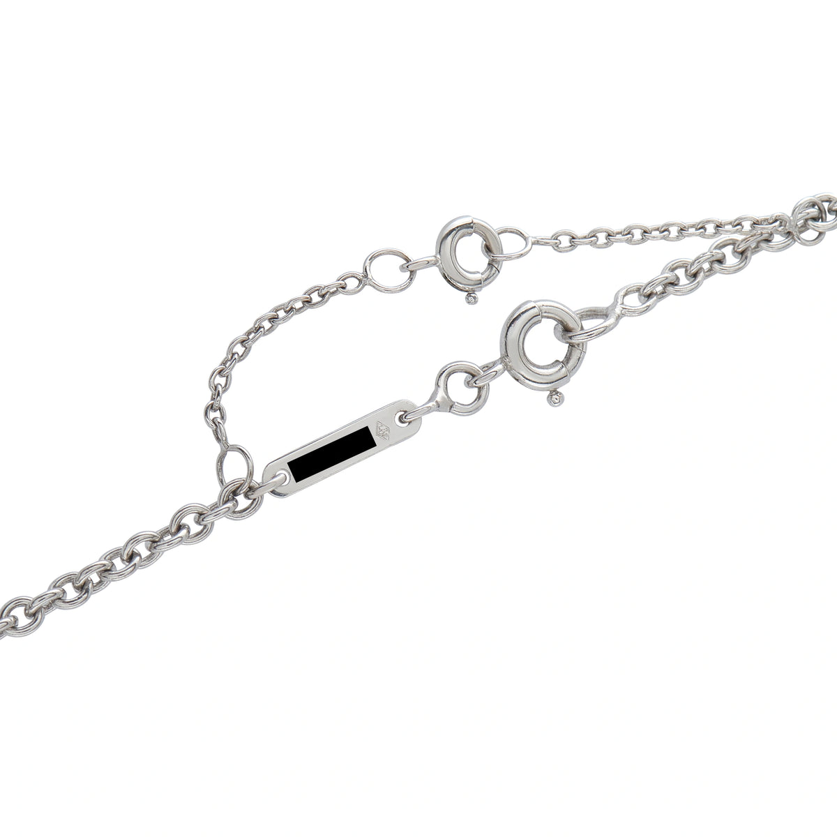 White gold chain clasp with rectangular black enamel accent