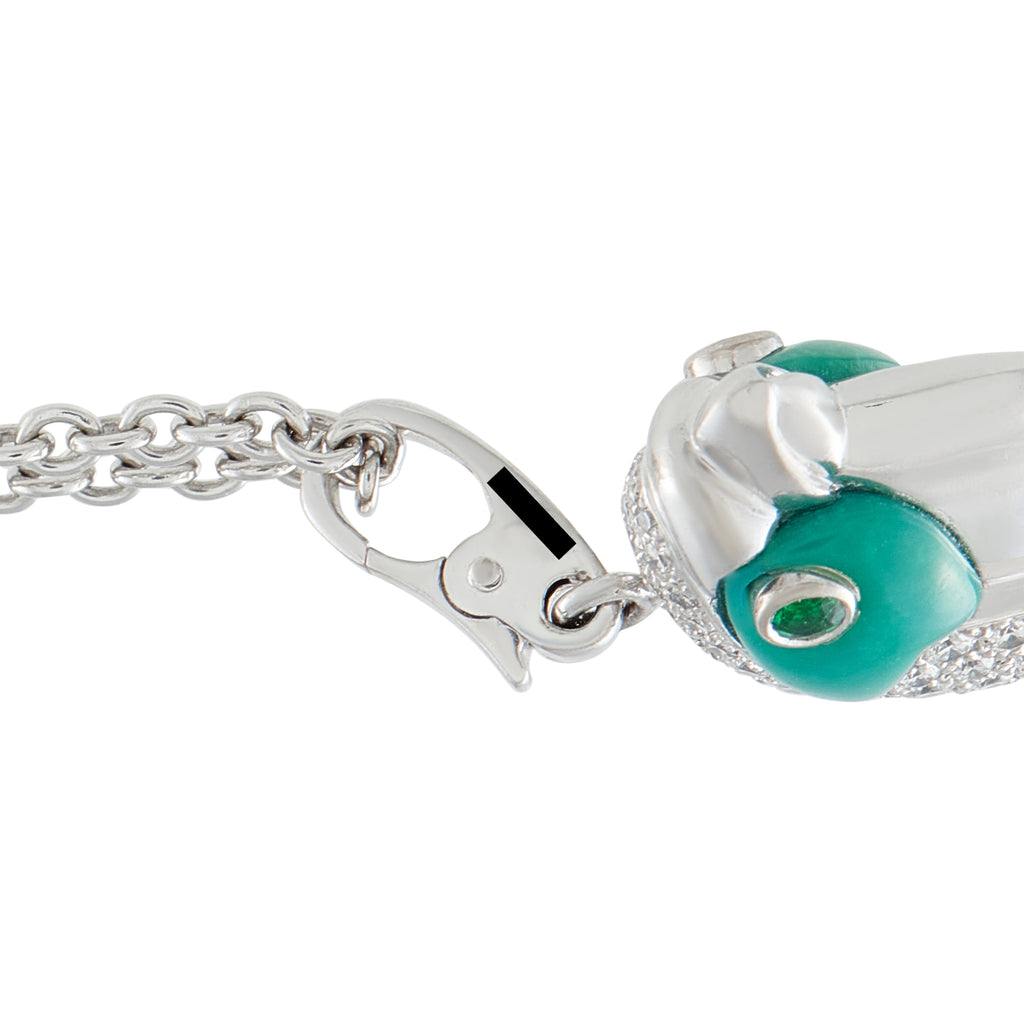 Cartier vintage eagle head pendant with white gold chain and turquoise detail