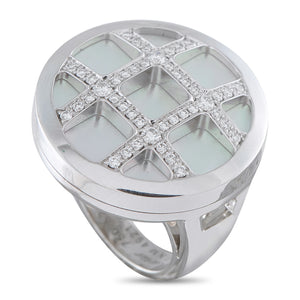 Cartier Pasha 18K White Gold Diamond Mother of Pearl Ring