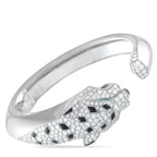 Cartier Panthere 18K White Gold 4.33ct Diamond, Onyx and Emerald Cuff Bracelet