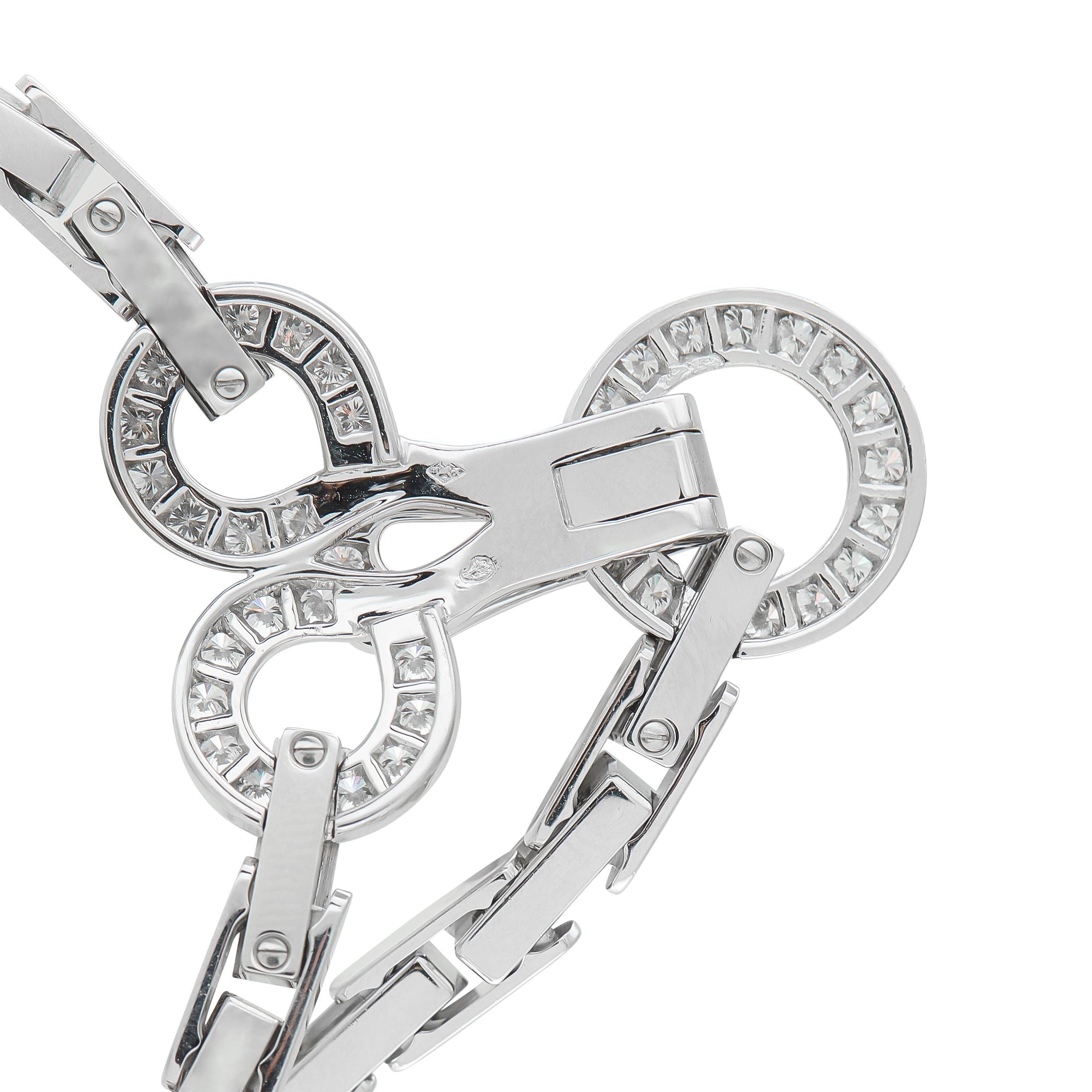 Cartier Agrafe 18K White Gold Diamond and Pearl Necklace