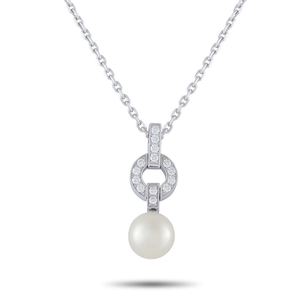 CARTIER Himalia 18K White Gold Diamond and Pearl Pendant