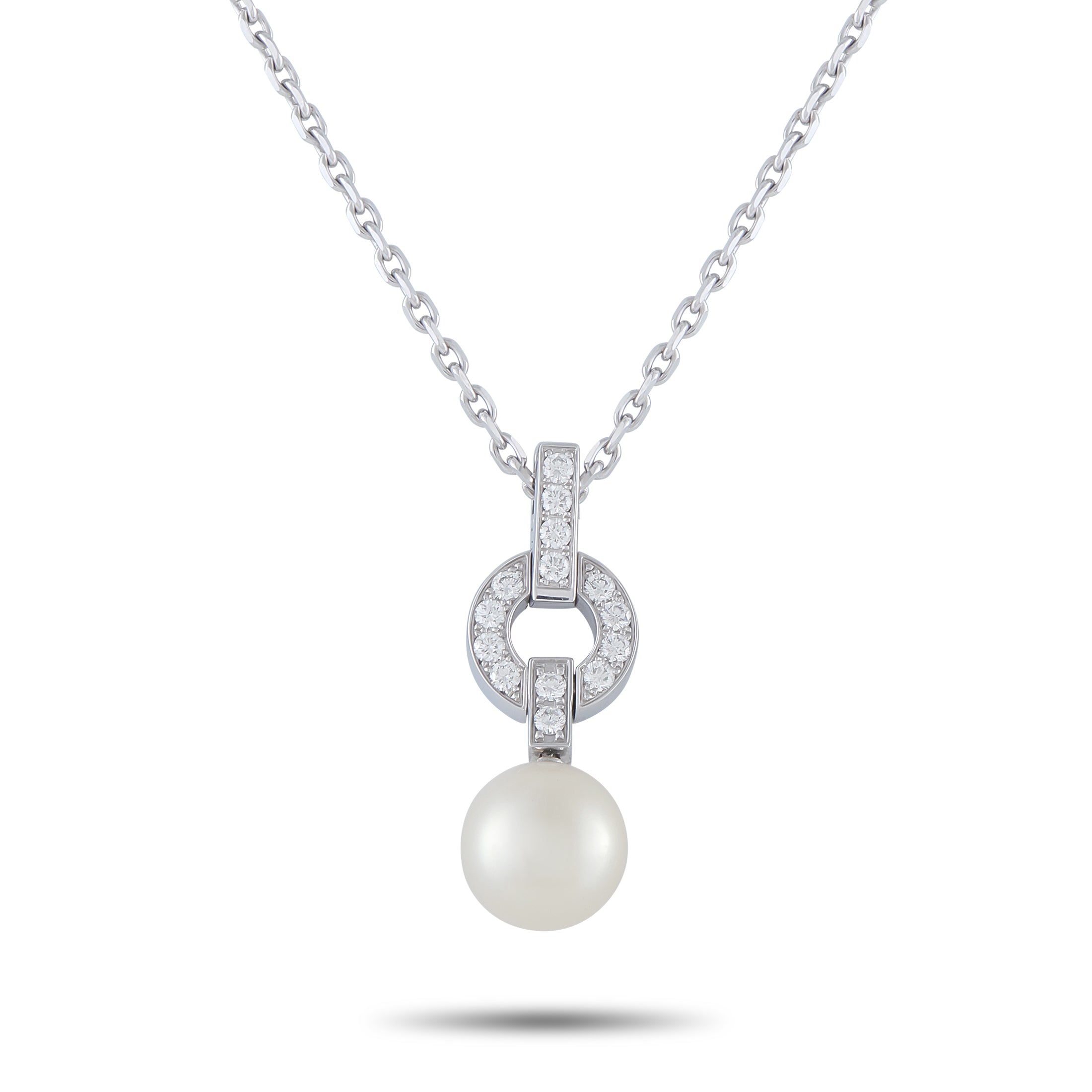 CARTIER Himalia 18K White Gold Diamond and Pearl Pendant