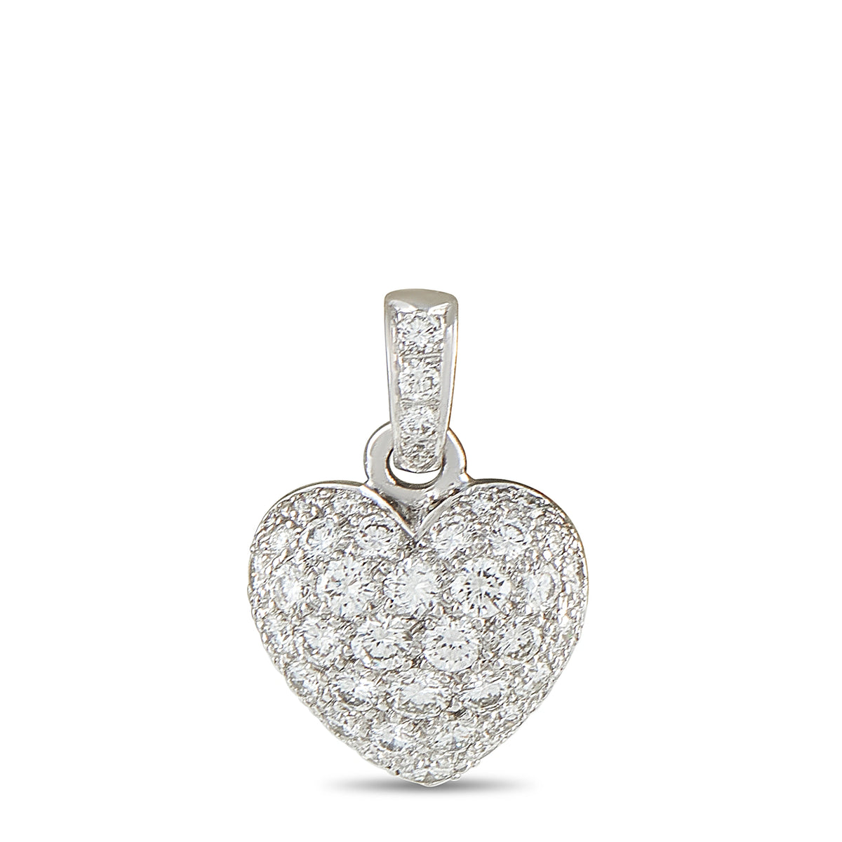 Cartier white gold diamond heart pendant with pavé-set stones