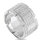 Cartier 18K White Gold Diamond Wide Band Ring - Crafted in 18K white gold, this Exclusive  ring features a 14mm-wide band detailed with a ridged border and a central row tha