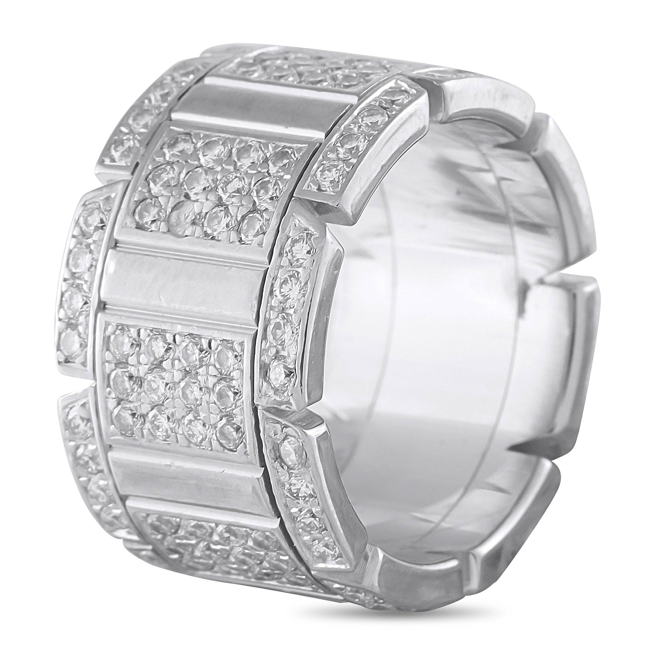 Cartier 18K White Gold Diamond Wide Band Ring