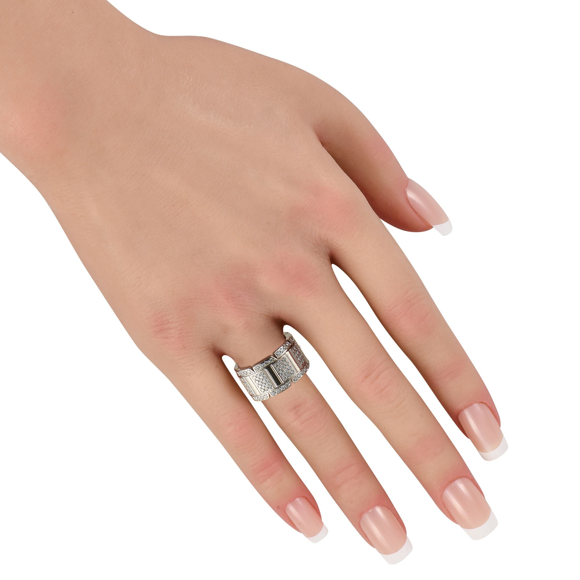 Cartier 18K White Gold Diamond Wide Band Ring