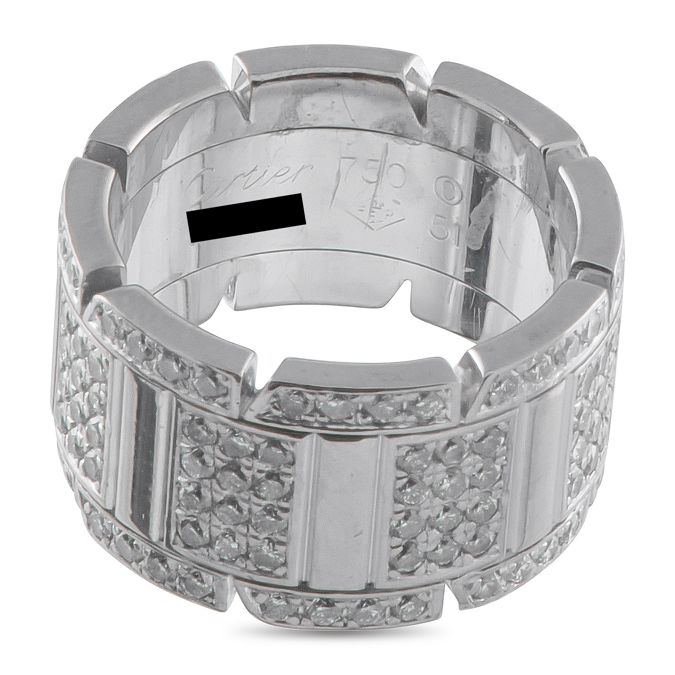 Cartier 18K White Gold Diamond Wide Band Ring