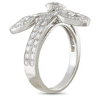 Cartier 18K white gold diamond ring with floral motif and pavé-set stones