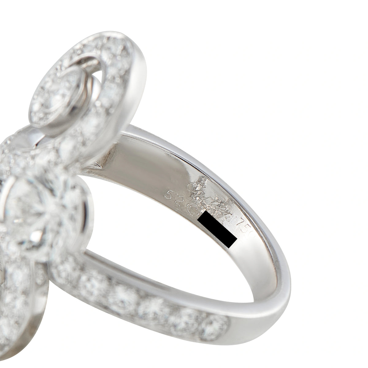Cartier 18K white gold diamond ring with pavé-set interlocking loops