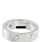 18K white gold Cartier ring band with diamond bezel and inside engraving