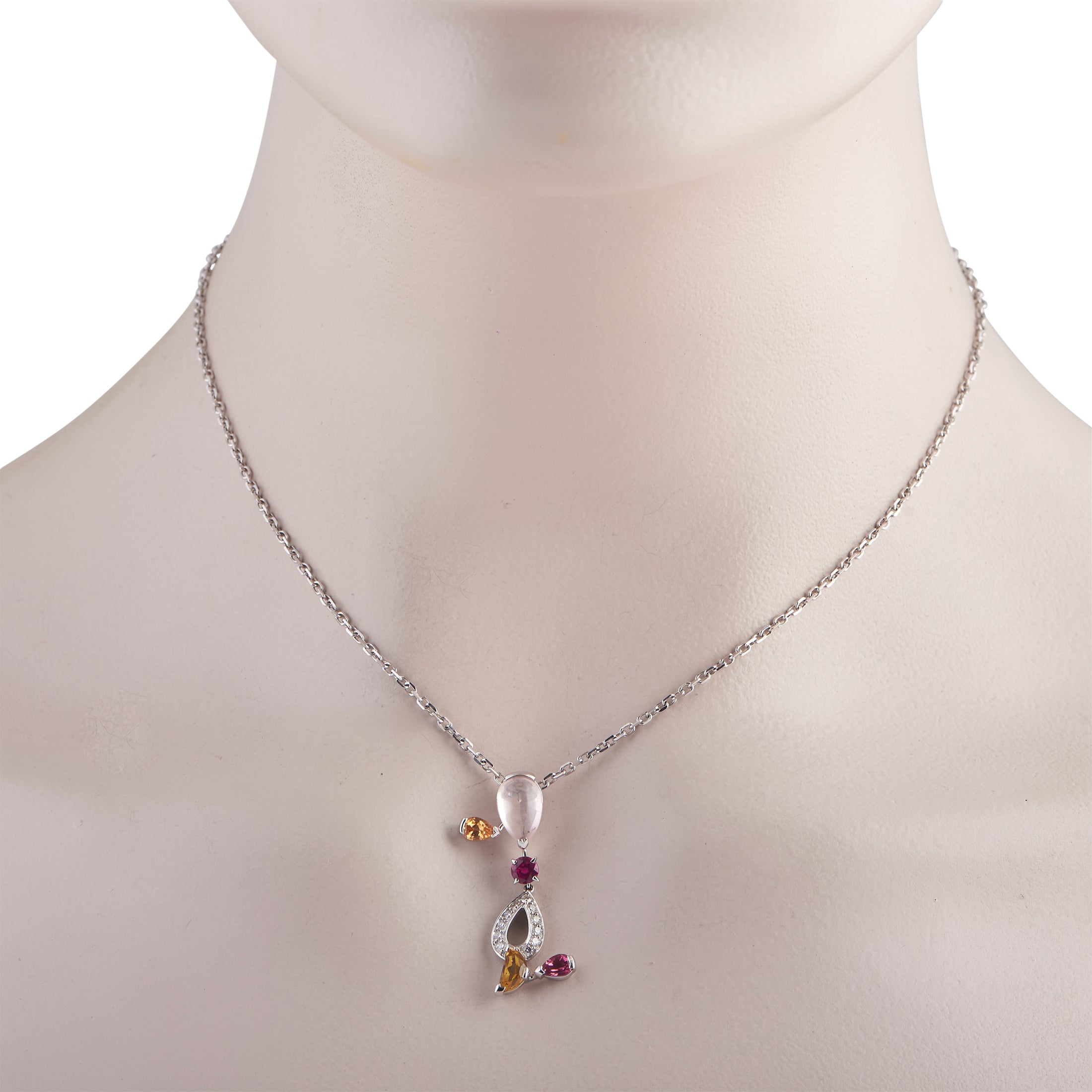 CARTIER 18K White Gold Muti-Gemstone Necklace