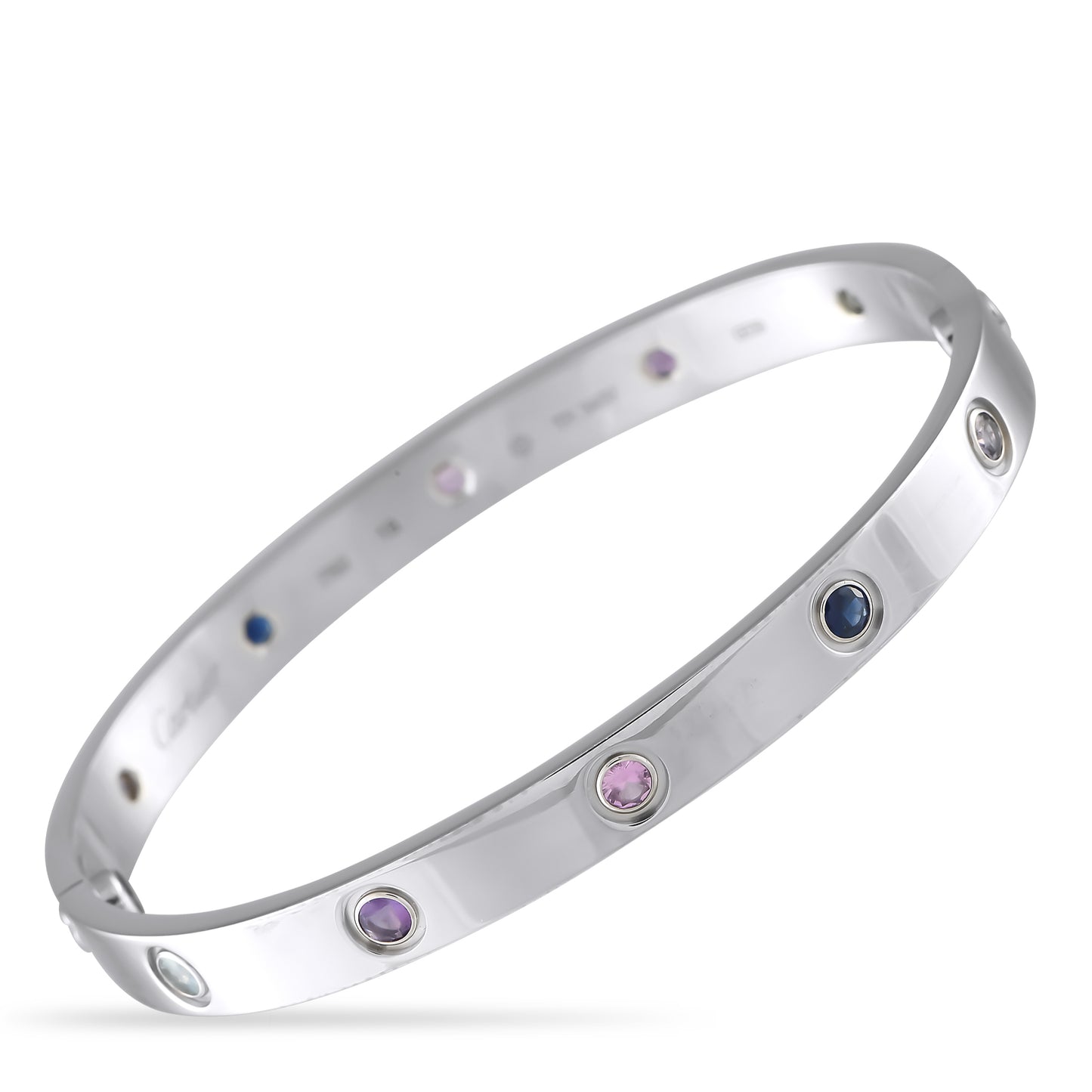 Cartier LOVE 18K White Gold Multicolored Sapphire Bracelet