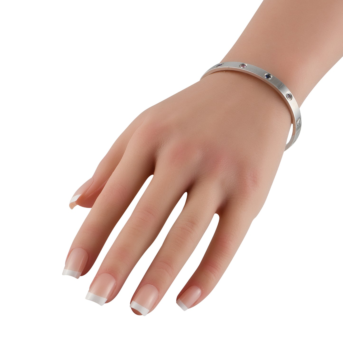 Cartier LOVE 18K White Gold Multicolored Sapphire Bracelet
