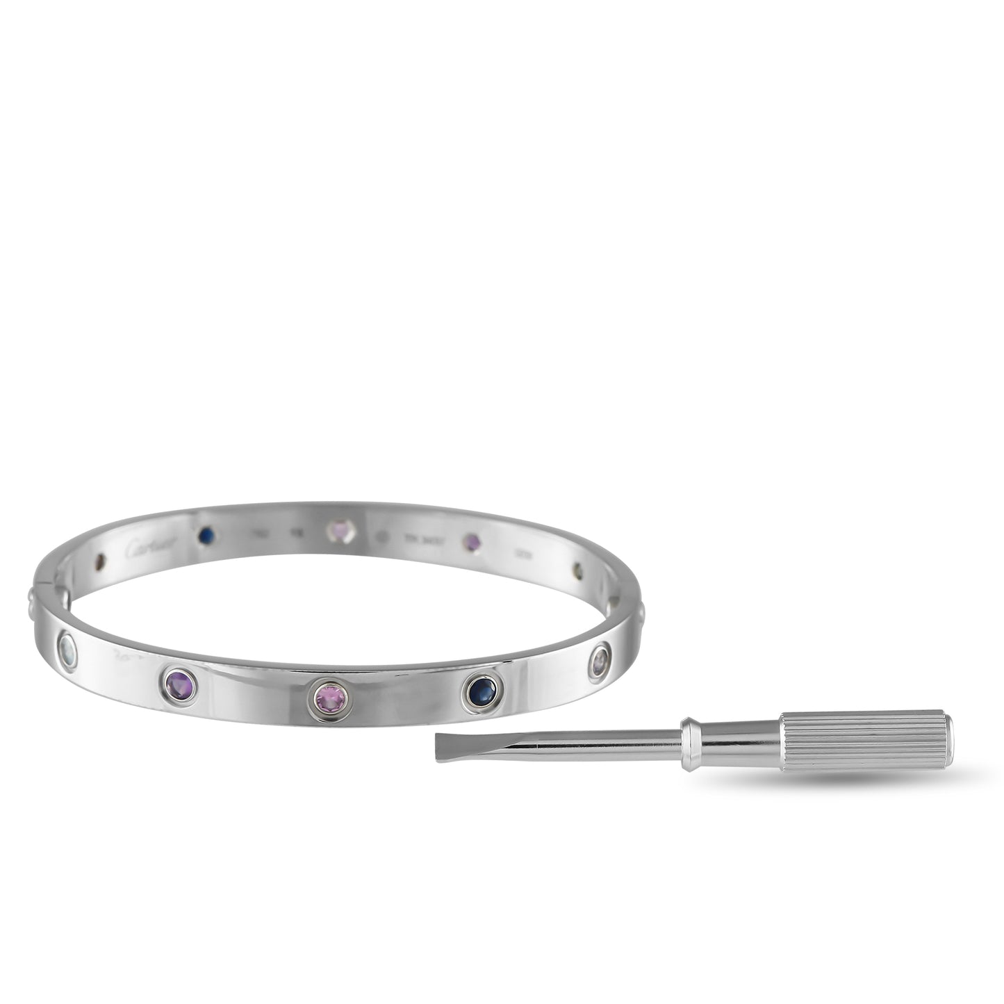 Cartier LOVE 18K White Gold Multicolored Sapphire Bracelet