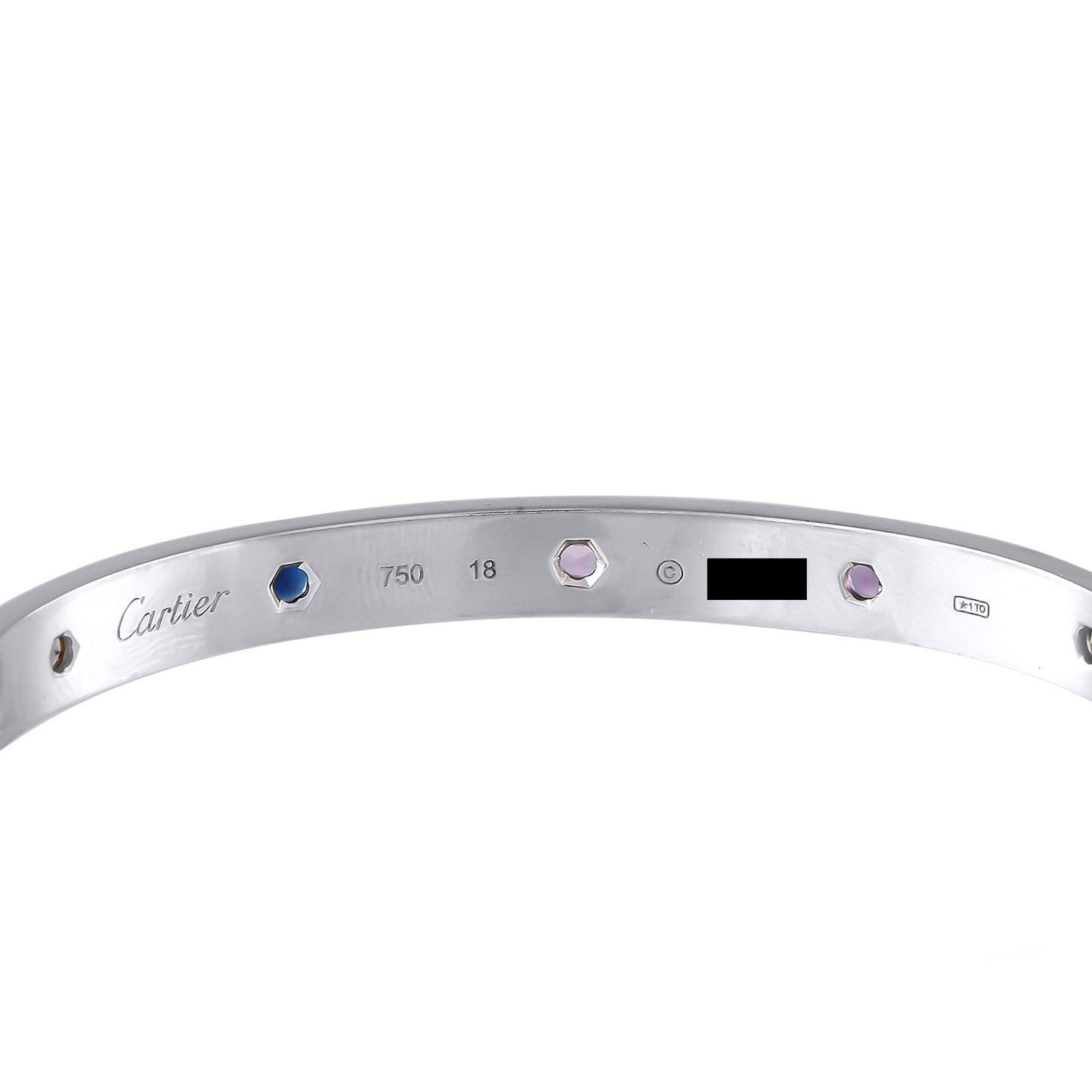 Cartier LOVE 18K White Gold Multicolored Sapphire Bracelet