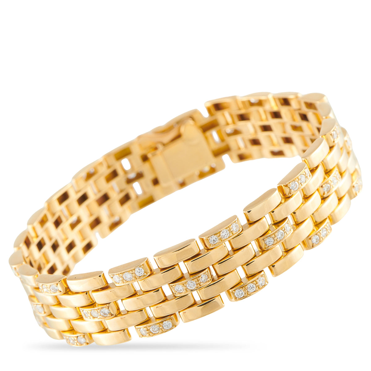 Cartier 18K yellow gold diamond bracelet with bezel-set stones on links