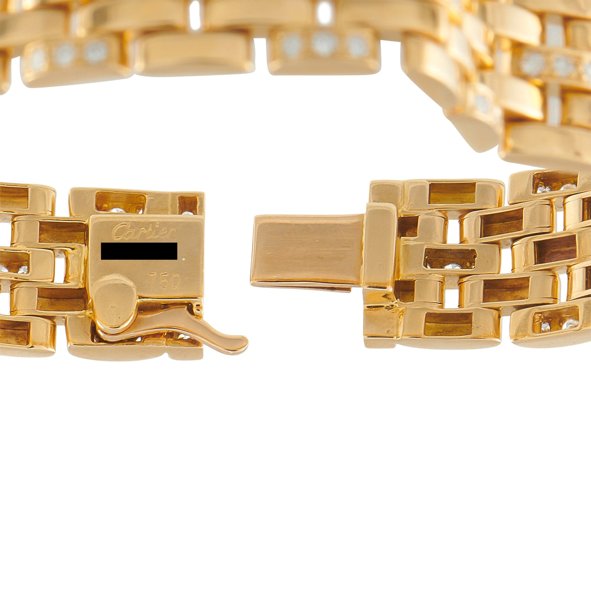 Cartier gold diamond bracelet clasp with Cartier signature plate