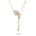 Cartier 18K yellow gold diamond orchid drop necklace, layered chain with dangling charms