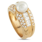 CARTIER 18K Yellow Gold 1.10ct Diamond and Pearl Ring