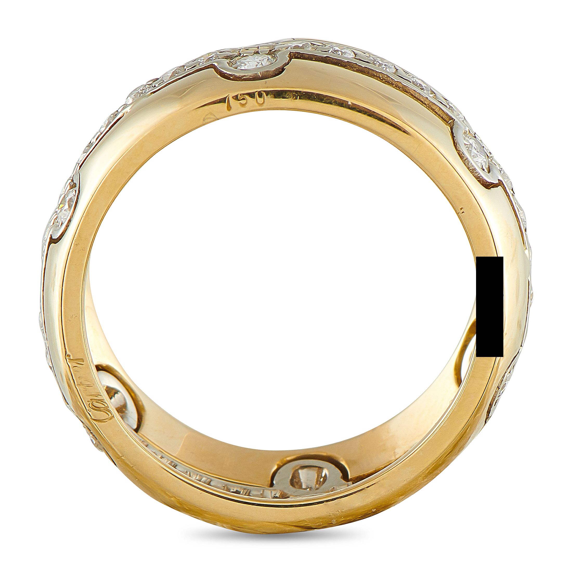 Cartier 18K Yellow Gold 0.65 ct Diamond Wide Band Ring