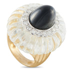 Cartier 18K Yellow Gold 2.70ct Diamond Rock Crystal and Onyx Earrings