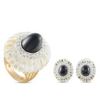 Cartier 18K Yellow Gold 2.70ct Diamond Rock Crystal and Onyx Earrings