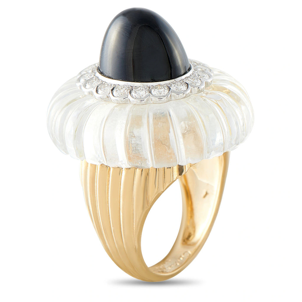 Cartier 18K Yellow Gold 2.70ct Diamond Rock Crystal and Onyx Earrings