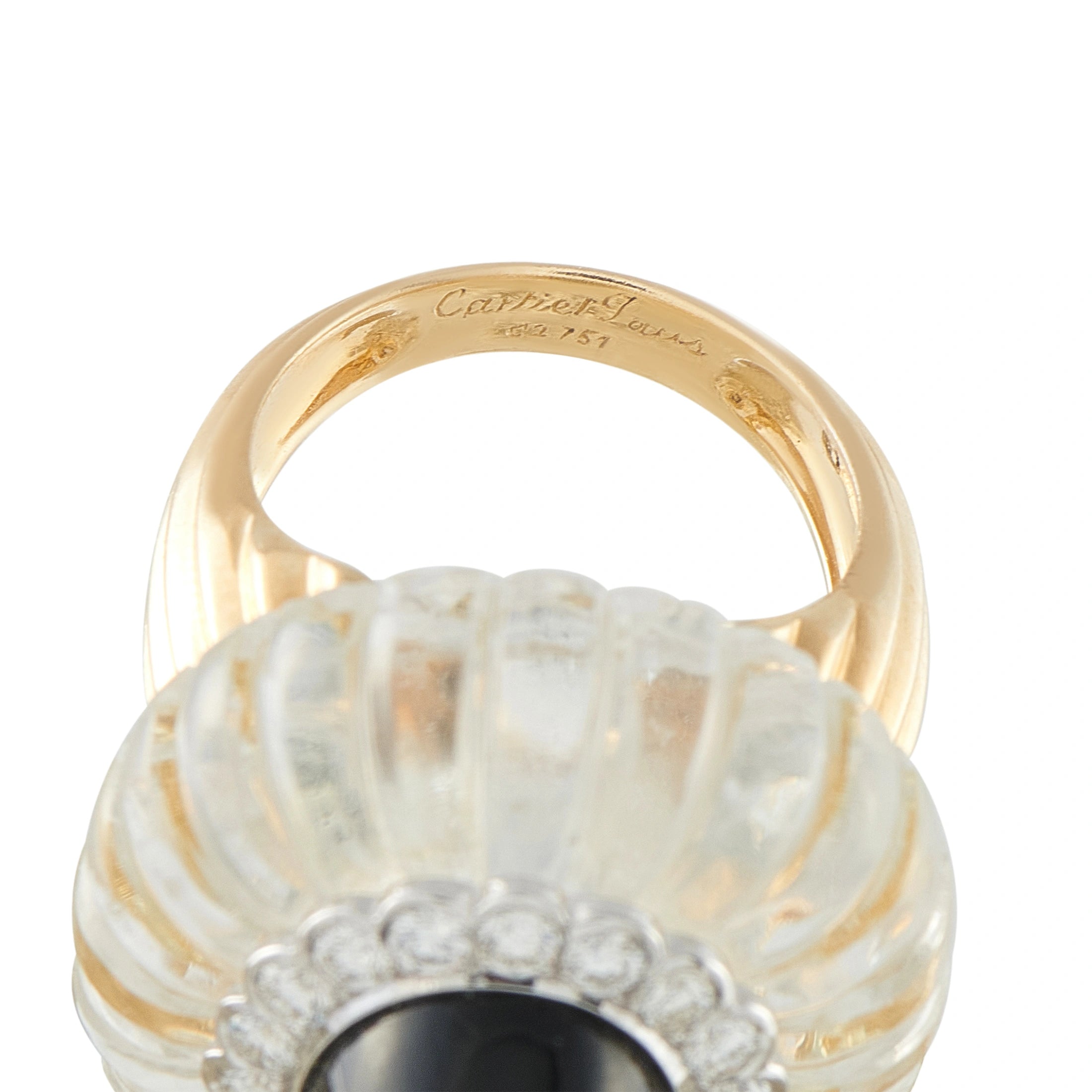 Cartier 18K Yellow Gold 2.70ct Diamond Rock Crystal and Onyx Earrings