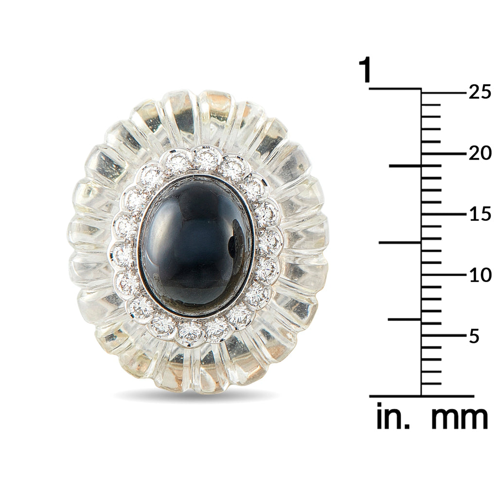 Cartier 18K Yellow Gold 2.70ct Diamond Rock Crystal and Onyx Earrings