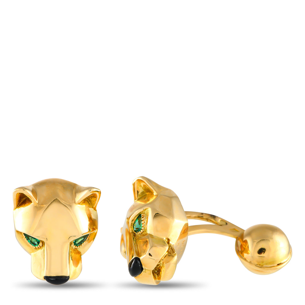 Cartier Panthere 18K Yellow Gold Cufflinks and Tuxedo Button Set