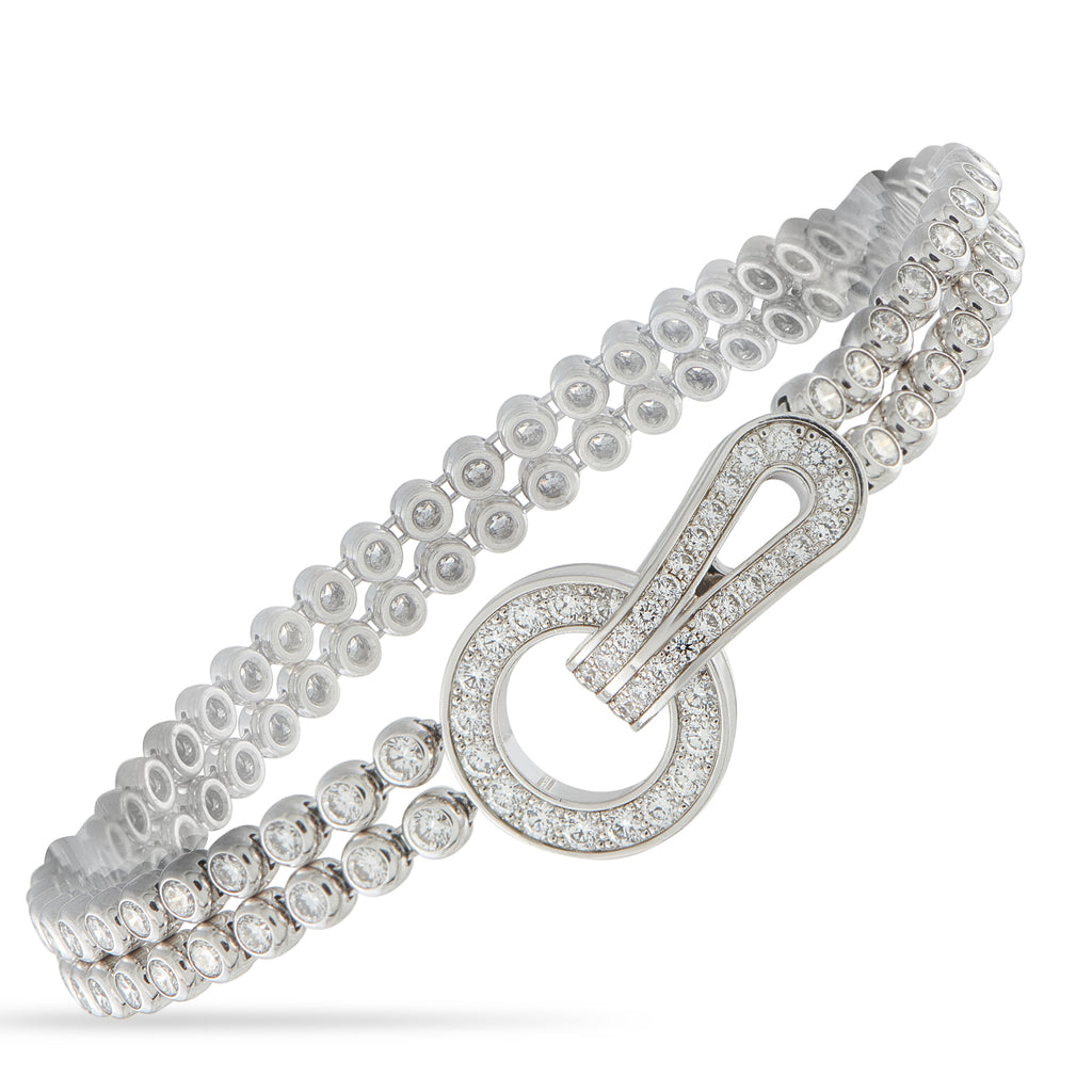 CARTIER Agrafe 18K White Gold 4.33ct Diamond Bracelet