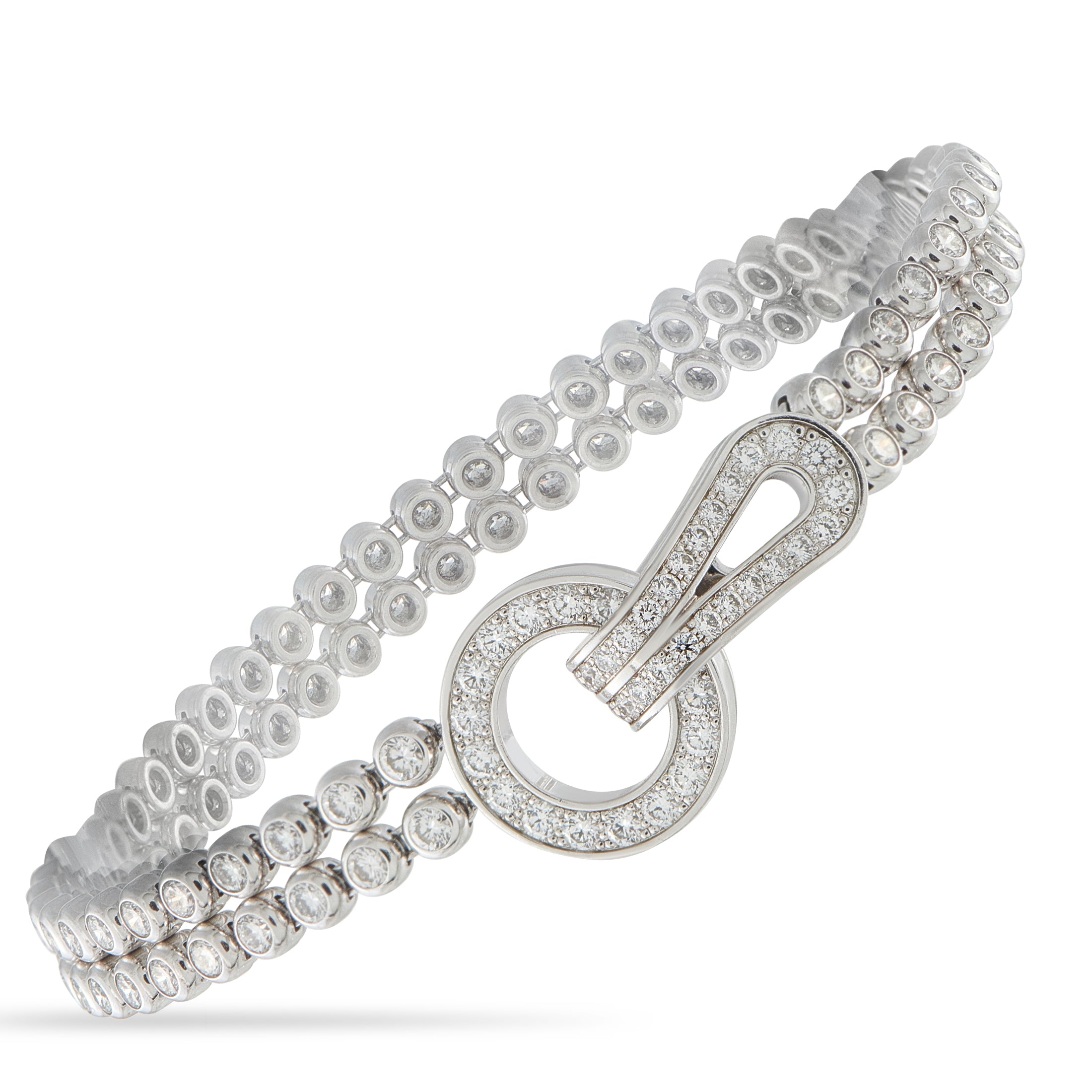 CARTIER Agrafe 18K White Gold 4.33ct Diamond Bracelet