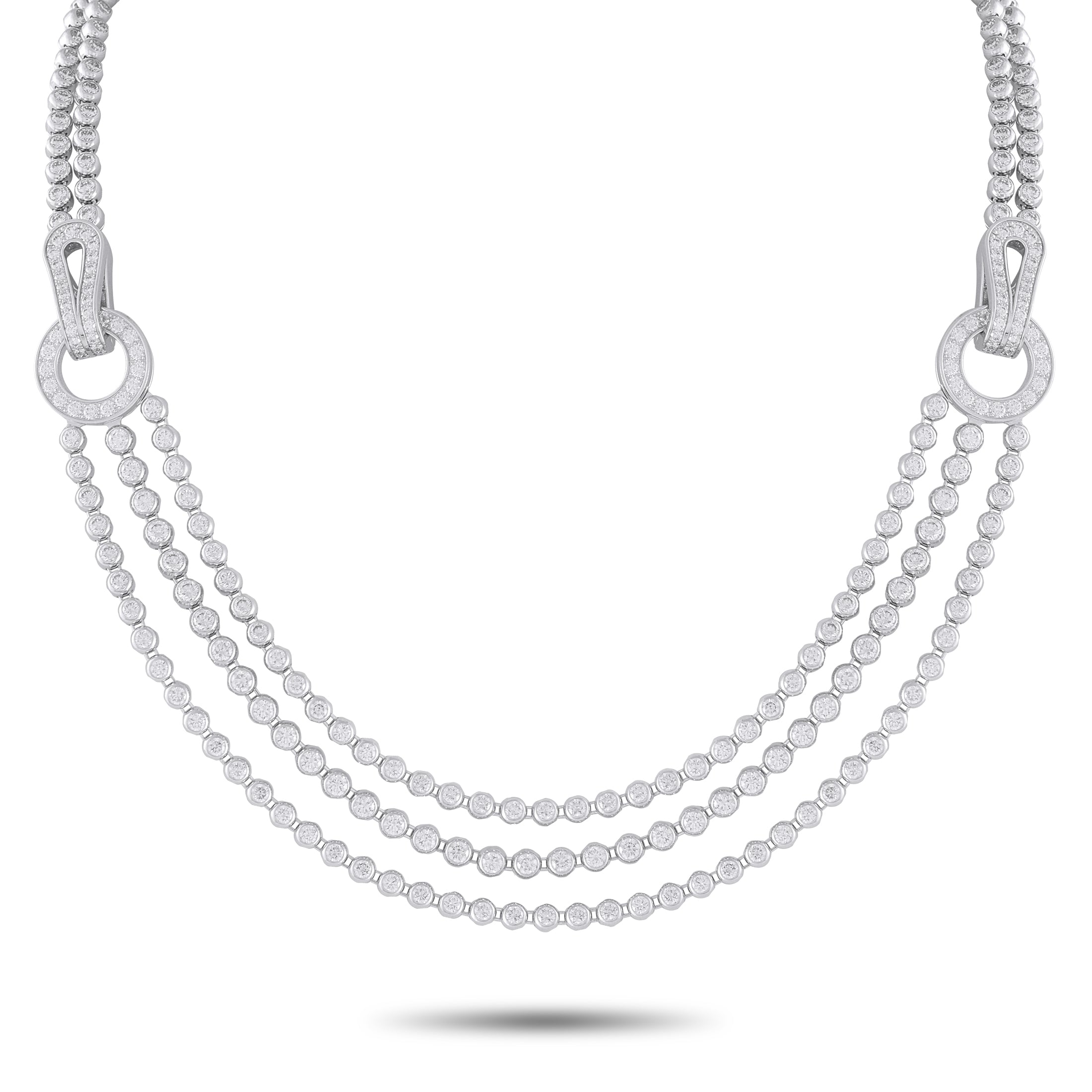 Cartier Agrafe 18K White Gold 12.19ct Diamond Necklace