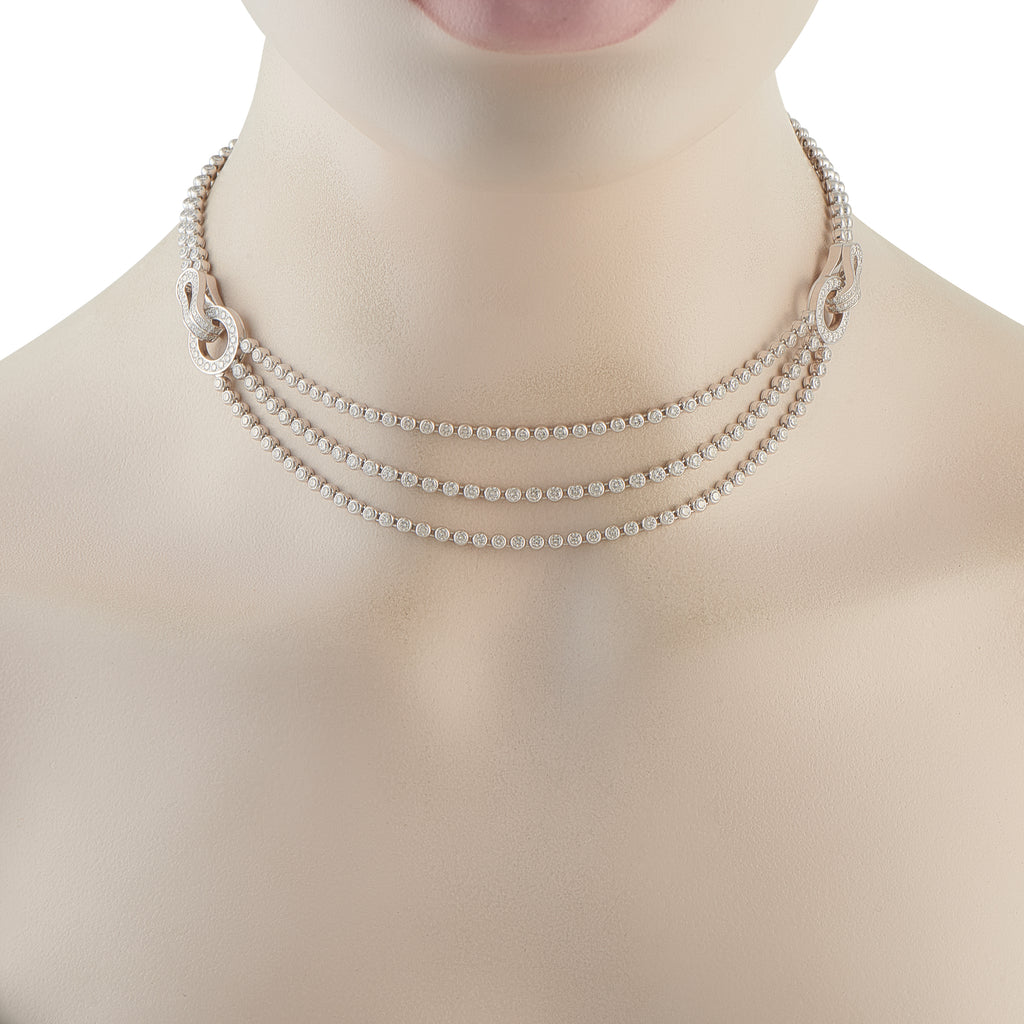 Cartier Agrafe 18K White Gold 12.19ct Diamond Necklace