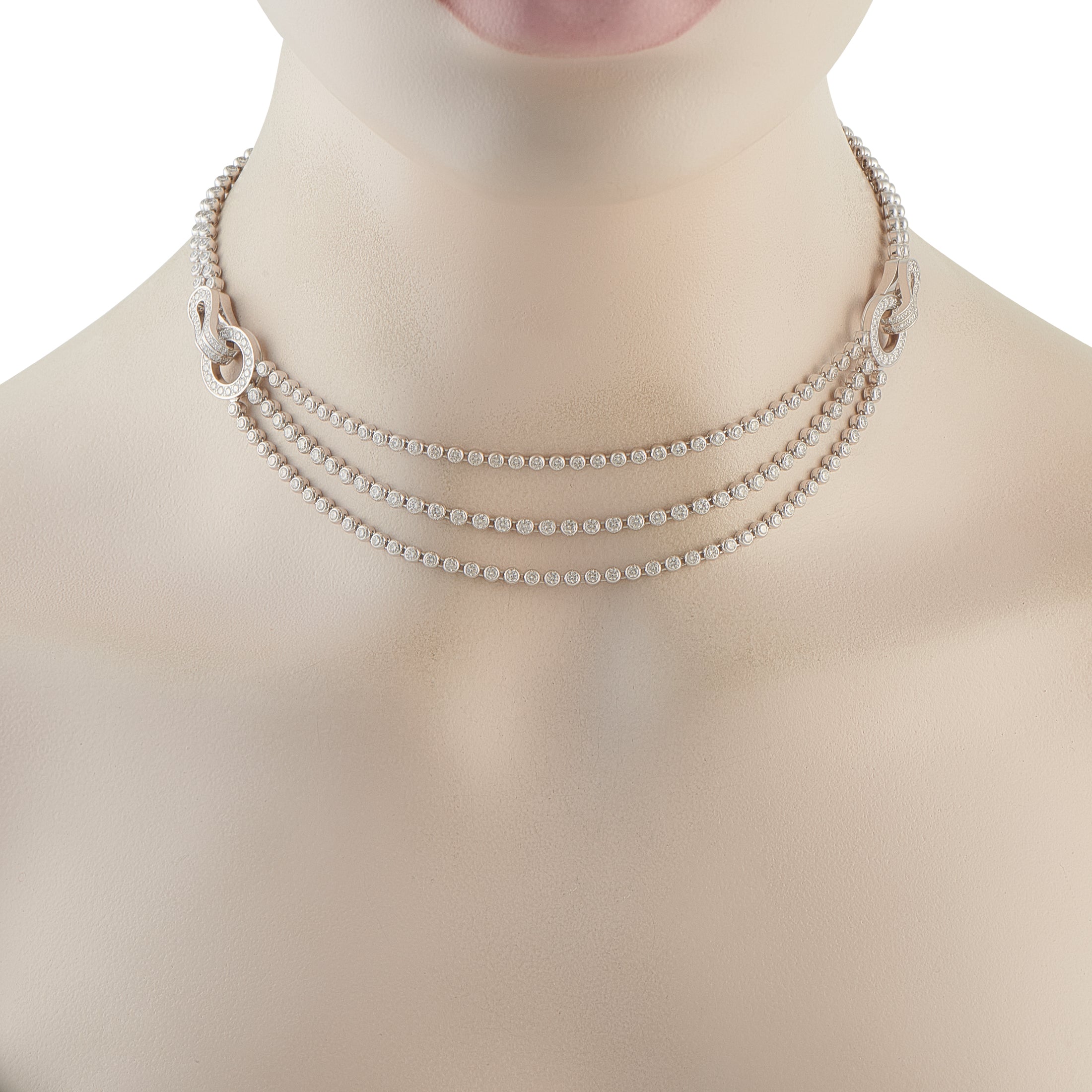 Cartier Agrafe 18K White Gold 12.19ct Diamond Necklace